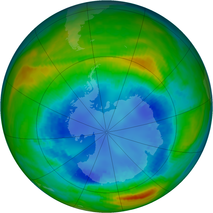 Antarctic ozone map for 24 August 1987